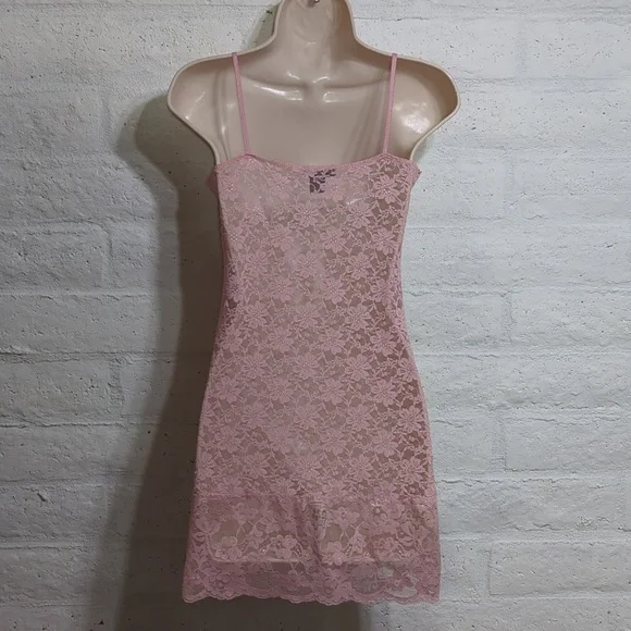 Baby Pink Sheer Lace Chemise Nighty - Picture 3 of 8